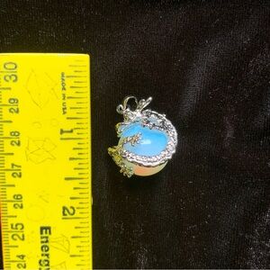Silver Tone Dragon Opal Pendant